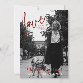 Red Glitter Script Elegant Photo Julkort