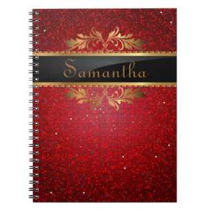 Red Glitter Sequin Disco Glitz Spiral bärbar dator Anteckningsbok Med Spiral