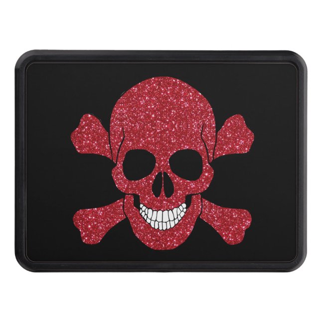 Red Glitter Skull och korsben Dragkroksskydd (Framsidan)