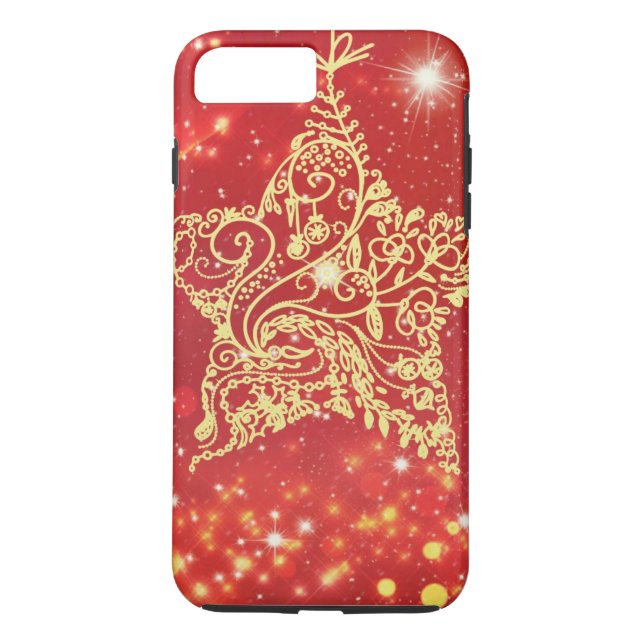 Red Glitter Star Festival Case-Mate iPhone Skal (Baksida)
