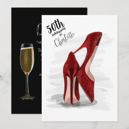 Red Glitter Stilettos i 50 Födelsedagsfester Inbjudningar