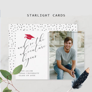 Red Glitter Studenten Hat med offertfoto Meddelande