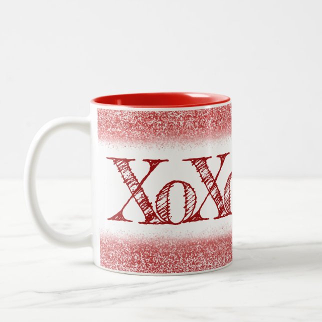 Red Glitter XOXO Två-Tonad Mugg (Vänster)