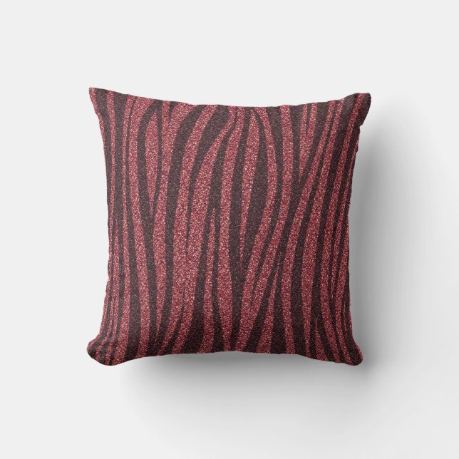 Red Glitter Zebra Print Metallic  Kudde (Framsida)