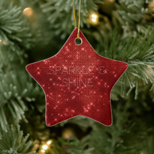 Red Glitzy Chic Glam Gnistra Julgransprydnad Keramik