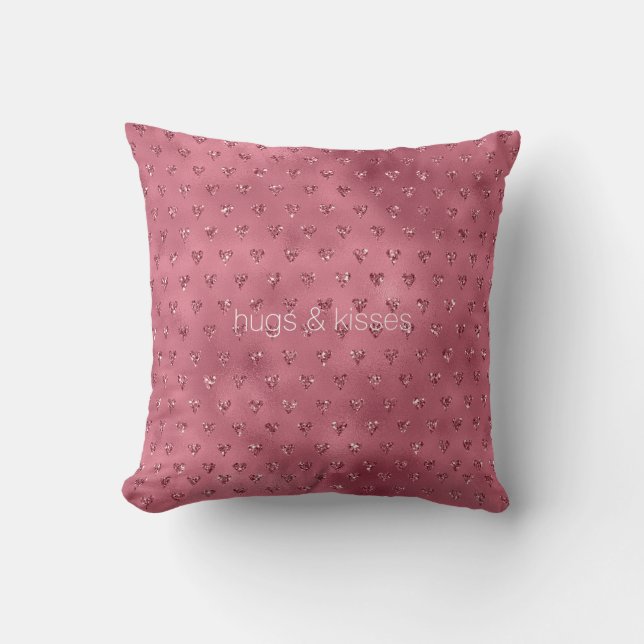 Red Glitzy Glitter Hearts Kudde (Framsida)