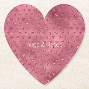 Red Glitzy Glitter Hearts Underlägg Papper