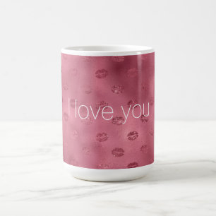 Red Glitzy Läppar Kärlek Kaffemugg