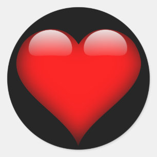 Red Glossy Heart, Alla hjärtans dag, Kärlek Sticke Runt Klistermärke