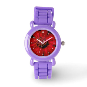 Red Glowing Daisy Armbandsur