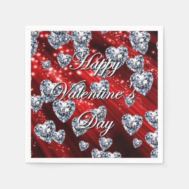 Red Gnistra Diamond Hearts Napkins Pappersservett (Framsidan)