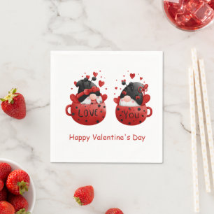 Red Gnomes Cute Whimsical Adsible Valentine's day Pappersservett