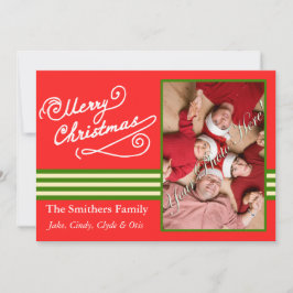Red God jul 2 Photo Family Card Julkort