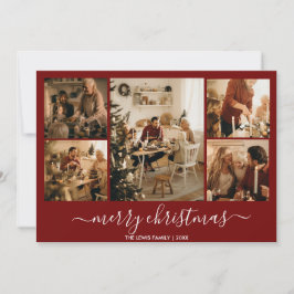 Red God jul 5-fotokort för Helgdag Julkort