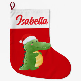 Red God jul alligator zoo Santa hat Julafton Stor Julstrumpa