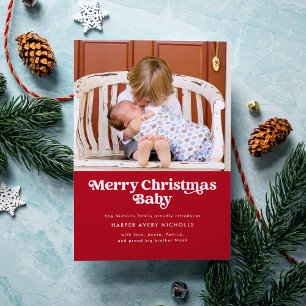 Red God jul Baby Birth Notice Julkort