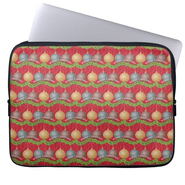 RED God jul boll prydnadsföremål mönster Laptop Fodral (Framsidan)