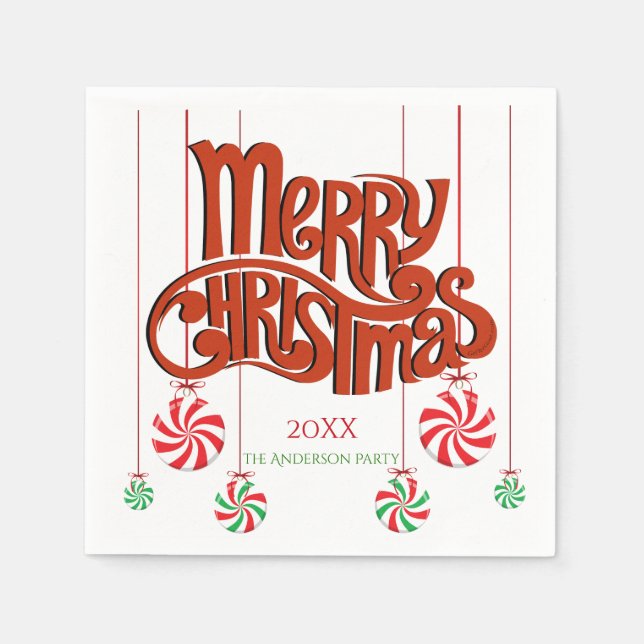 Red God jul Calligraphy Pappersservett (Framsidan)