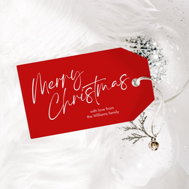 Red God jul Calligraphy Script Presentetikett (Skapare uppladdad)