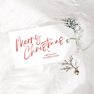 Red God jul Calligraphy Script Presentetikett