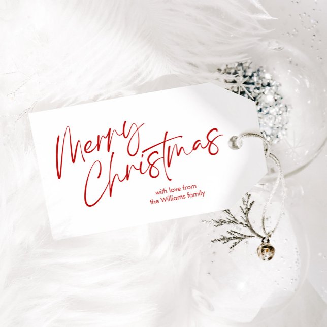 Red God jul Calligraphy Script Presentetikett (Skapare uppladdad)