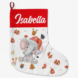 Red God jul Elephant Santa Helgdag Stor Julstrumpa