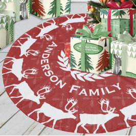 Red God jul Family Namn Rustic Reindeer Julgransmatta Fleece