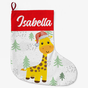 Red God jul Giraffe Santa Helgdag children Stor Julstrumpa