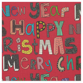 Red god jul gott nytt år tyg