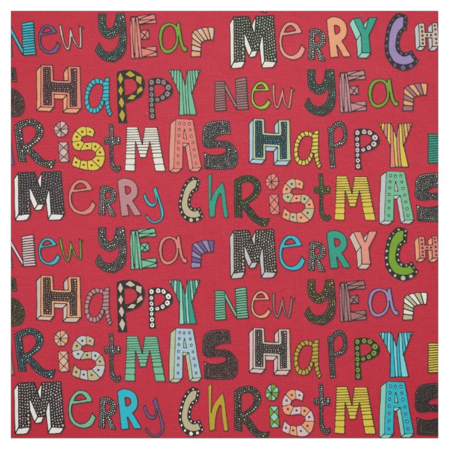 Red god jul gott nytt år tyg (Provkarta)