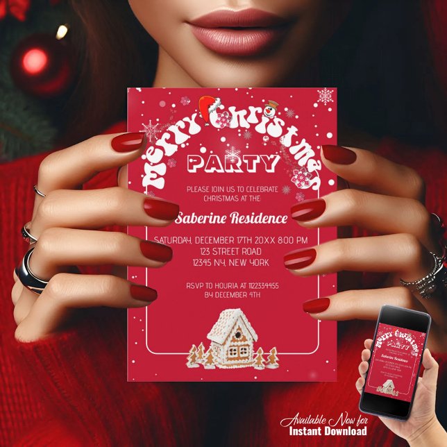 Red God jul Graffiti Party-inbjudan Inbjudningar (Skapare uppladdad)