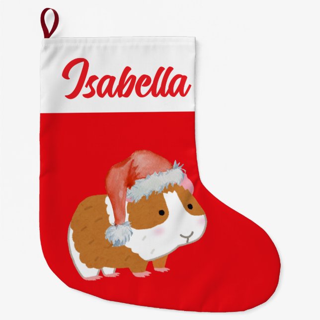 Red God jul Hamster pet Santa hat Julafton Stor Julstrumpa (Framsidan)