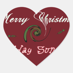 Red God jul Helgdag Sunshine Önskemål.png Hjärtformat Klistermärke