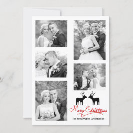 Red God jul hjort newlyweds fotokollage Julkort