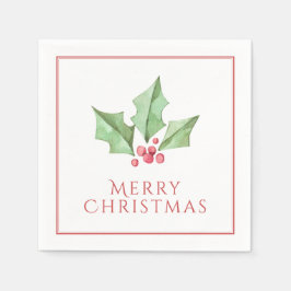 Red God jul Holly Berries Helgdag Pappersservett