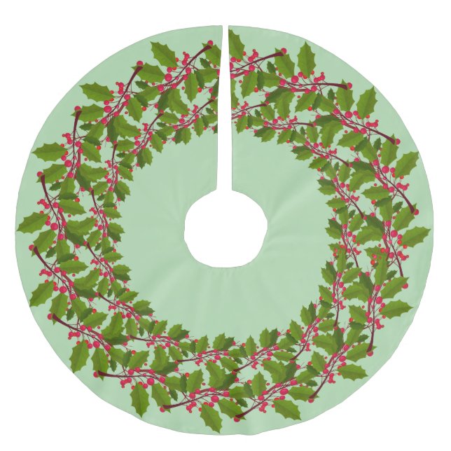 Red God jul Holly Berries Julafton Mönster Julgransmatta Borstad Polyester (Framsidan)