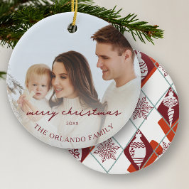 Red God jul i Family Photo New Parents Julgransprydnad Keramik