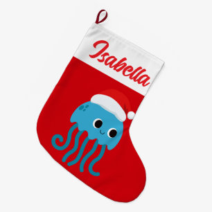 Red God jul jellyfish octopus Santa Julafton Stor Julstrumpa