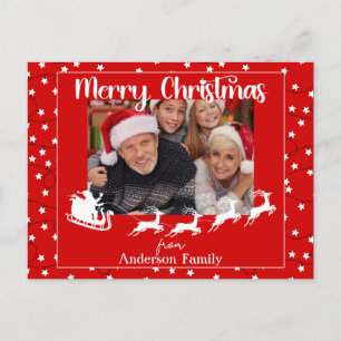 Red God jul Ljus Family Photo Vykort