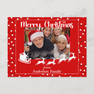 Red God jul Ljus Family Photo Vykort