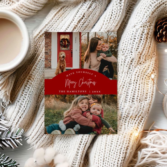 Red God jul Modern Minimalist Card Julkort (Skapare uppladdad)