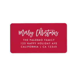 Red God jul Modern Typography Adressetikett