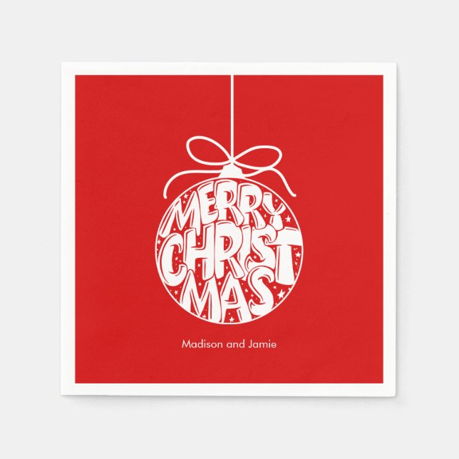 Red God jul Ornament Helgdag Pappersservett (Framsidan)