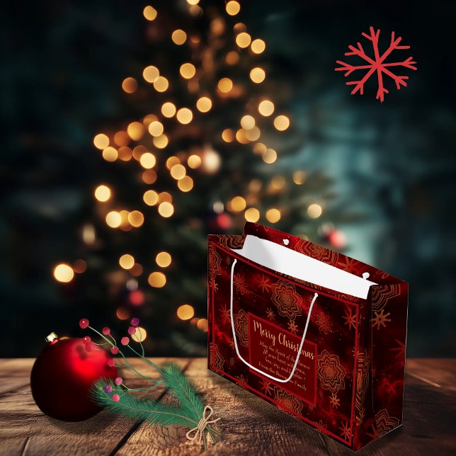 Red God jul Personlig (Red Merry Christmas Personalized Large Gift Bag)
