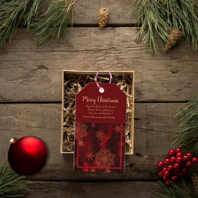 Red God jul Personlig Gift Märkre Presentetikett (Red Merry Christmas Personalized Gift Tag)
