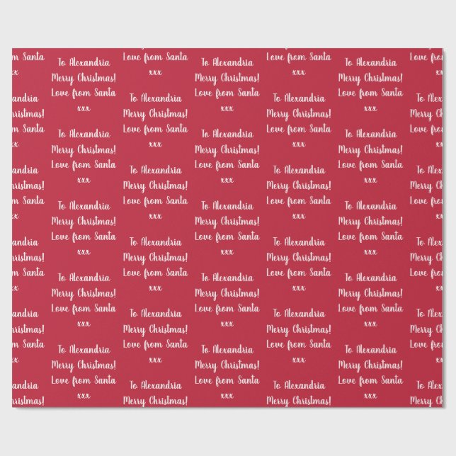 Red God jul Personlig Namn från Santa Santa Presentpapper (Platt)