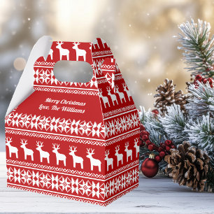 Red God jul Reindeer Snowflake Party Presentaskar
