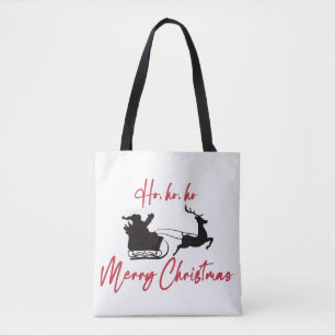 Red God jul Santa Sleigh och Reindeer Tygkasse