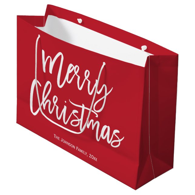 Red God jul Script Gift Bags (Framsidan Vinklad)