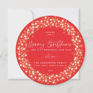 Red God jul Script Sparkling Ljus Julkort